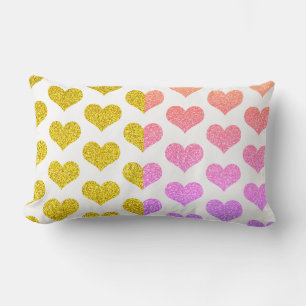 Coussin Rectangle Rose Or Or Ombre Coeurs Motif mignon