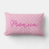 Coussin Rectangle Rose Pâle Personnalisé à pois (Recto)
