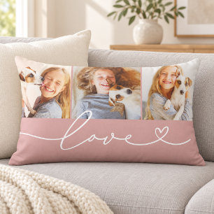 Coussin Rectangle Rose Pink Love Heart Script 3 Photo