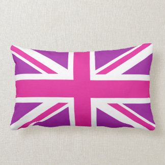 Coussin Rectangle Rose, pourpre et blanc de drapeau d'Union Jack