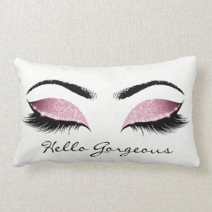 Coussin Rectangle Rose Rose Blanc Poireaux de maquillage Hello Gorge
