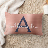 Coussin Rectangle Rose Rose or Marine bleu acier inoxydable Monogram (Couverture)