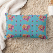 Coussin Rectangle Rose Rouge Rose Shabby Chic Bleu Turquoise Floral (Couverture)