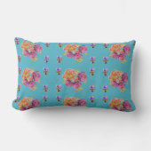 Coussin Rectangle Rose Rouge Rose Shabby Chic Bleu Turquoise Floral (Recto)