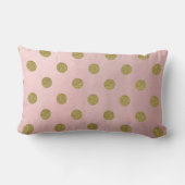 Coussin Rectangle Rose tendre Paillettes or Glamour Points de polka (Verso)