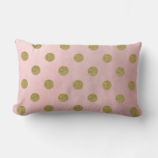 Coussin Rectangle Rose tendre Paillettes or Glamour Points de polka (Recto)