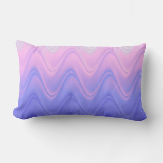 Coussin Rectangle Rose Violet Abstrait Ondulé (Recto)