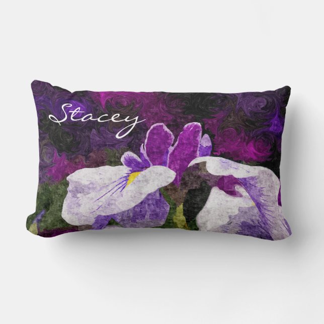 Coussin Rectangle Rose violet pourpre de belle fleur Painterly (Recto)