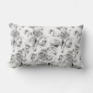 Coussin Rectangle Roses blanches répétition motif floral