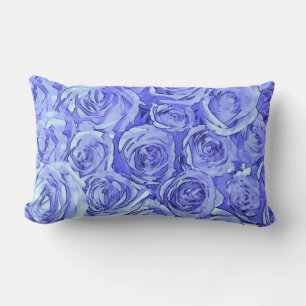 Coussin Rectangle Roses bleu-clair