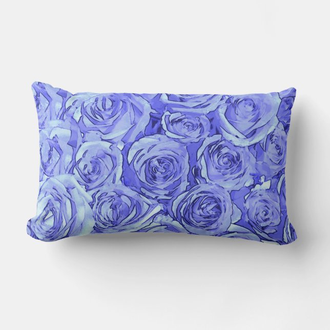 Coussin Rectangle Roses bleu-clair (Recto)