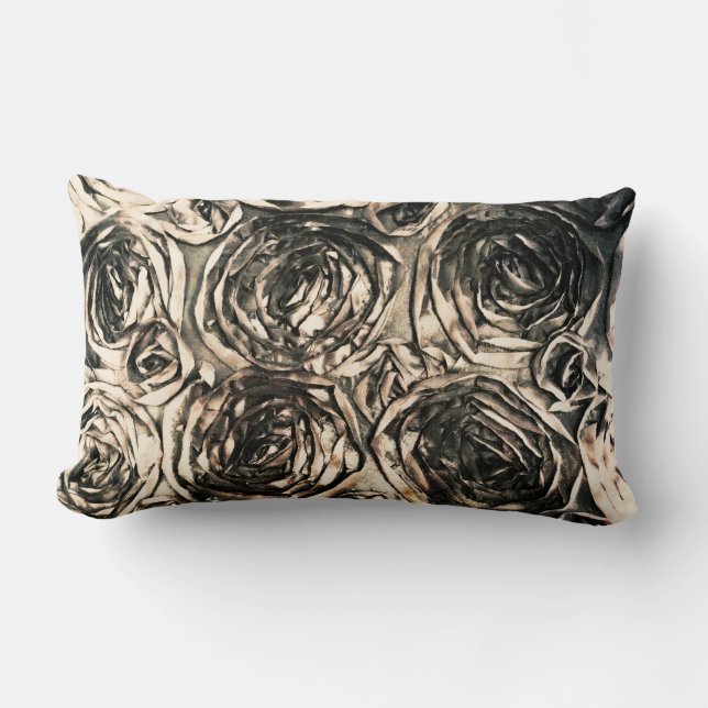Coussin Rectangle Roses Glamour Or Bronze Rustique Floral Glam (Recto)