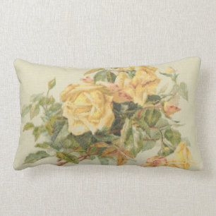 Coussin Rectangle Roses jaunes de style de tapisserie