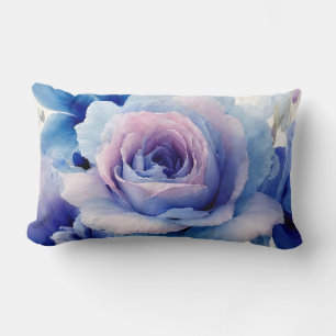 Coussin Rectangle Roses roses, bleus et violets