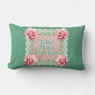 Coussin Rectangle Roses roses vintages Faded Damask Personnalisé