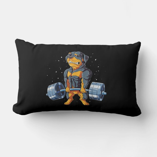 Coussin Rectangle Rottweiler Poids levant Funny Deadlifts Hommes Fit (Recto)