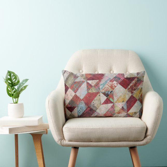 Coussin Rectangle Rouge Abstrait (Chaise)