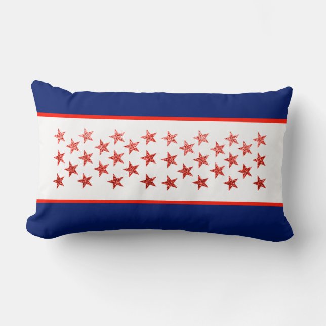 Coussin Rectangle Rouge, blanc, bleu, drapeau, étoiles, flèches, 4 j (Recto)