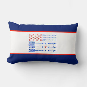 Coussin Rectangle Rouge, blanc, bleu, drapeau, étoiles, flèches, 4 j