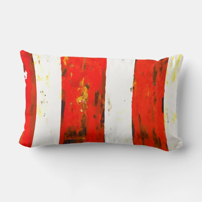 Coussin Rectangle Rouge, blanc et bleu Abstrait moderne (Verso)