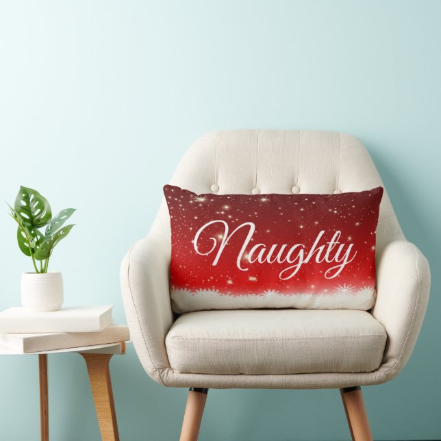 Coussin Rectangle Rouge Blanc lettrage naïf ou mignon (Chaise)