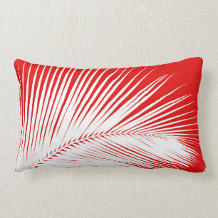 Coussin Rectangle Rouge de corail blanc et foncé de palmette -