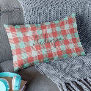 Coussin Rectangle Rouge élégant et Turquoise Lumineux Lit Moderne Va