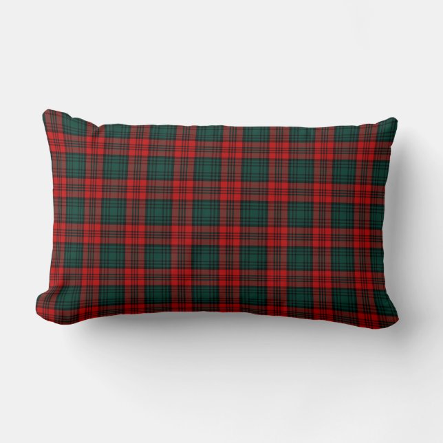 Coussin Rectangle Rouge et Forêt vert Kerr Clan écossais Plaid (Recto)