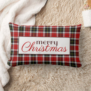 Coussin Rectangle Rouge et noir Plaid Ajouter un nom Joyeux Noël