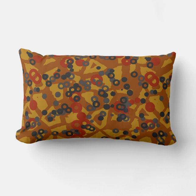 Coussin Rectangle Rouge Gris et Orange Géométrique abstrait (Recto)