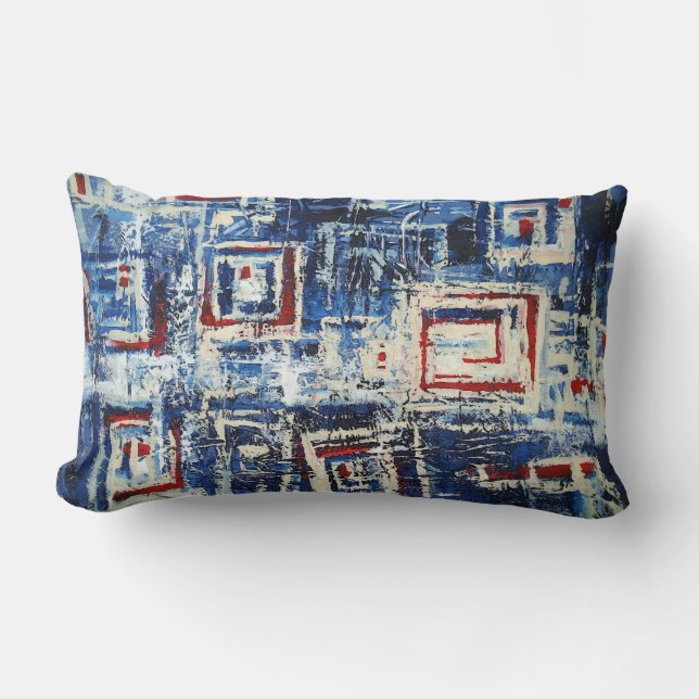 Coussin Rectangle Rouge moderne Bleu Blanc Doux Pastel Couleur Abstr (Recto)