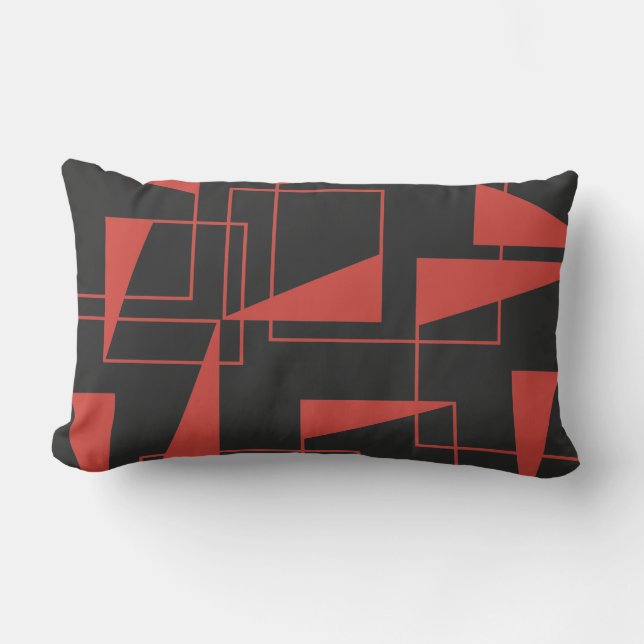 Coussin Rectangle Rouge, moderne, dynamique, motif géométrique tenda (Recto)
