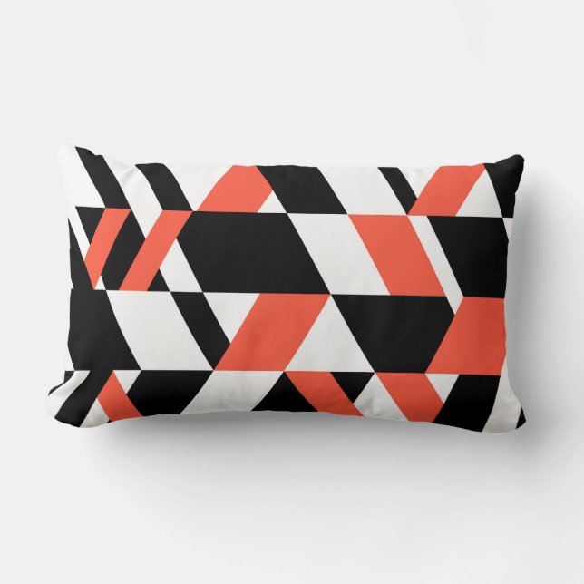 Coussin Rectangle Rouge-noir, moderne, tendance, conception géométri (Recto)