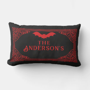 Coussin Rectangle Rouge Noir Vampire Nom de chauve-souris Gothique