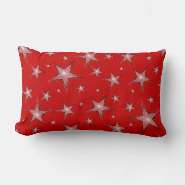 Coussin Rectangle Rouge Stars 'Texte' lumbar blanc dos (Recto)