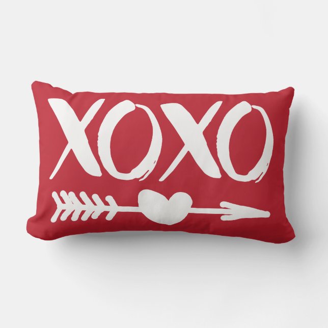 Coussin Rectangle Rouge XOXO Coeur Flèche café Mug (Recto)