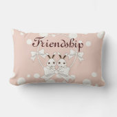 Coussin Rectangle Ruban Rose Pastel et Blanc Cassé Jolis Jumeaux Lap (Recto)