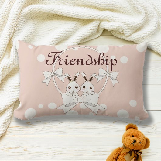 Coussin Rectangle Ruban Rose Pastel et Blanc Cassé Jolis Jumeaux Lap