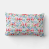 Coussin Rectangle Rubans roses et bleus Fleurs et rayures Monogramme (Verso)