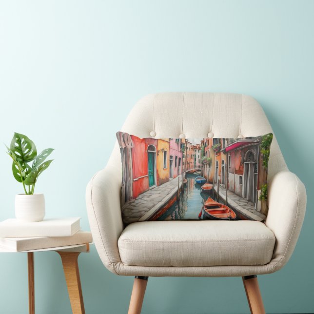 Coussin Rectangle Rue aquarelle à Venise (Chaise)