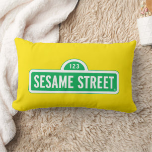 Coussin Rectangle Rue Sésame   Logo vert