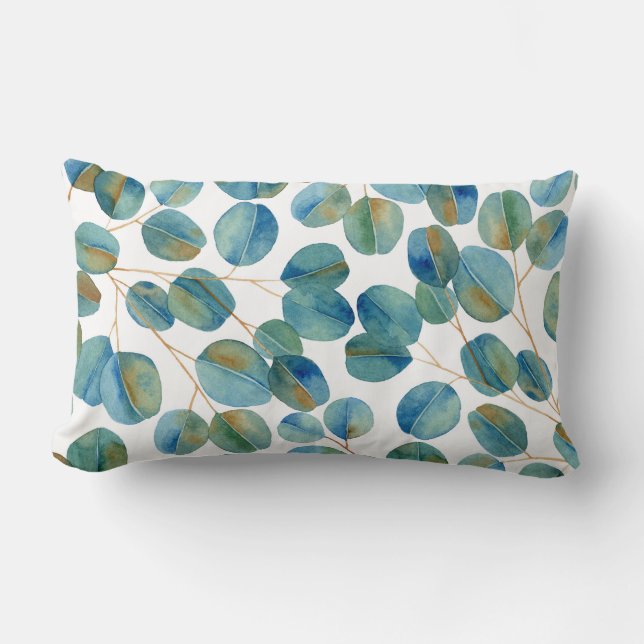 Coussin Rectangle Russe Aquarelle Eucalyptus Feuilles   (Recto)