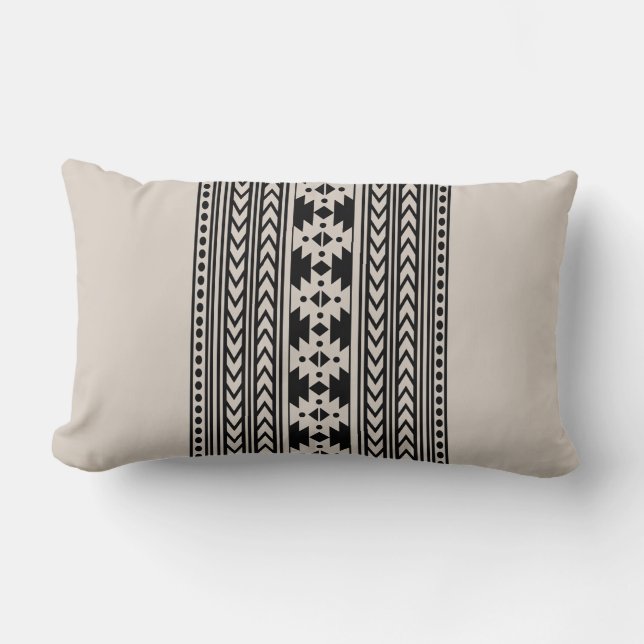 Coussin Rectangle Russe Tribal Aztèque Motif Ferme Beige (Recto)