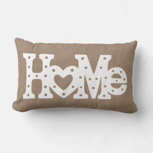 Coussin Rectangle Rustic Chic "Home" effet Burlap