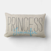 Coussin Rectangle Rustic Chic PRINCESS VOTRE NOM EN BEIGE BLEU (Recto)