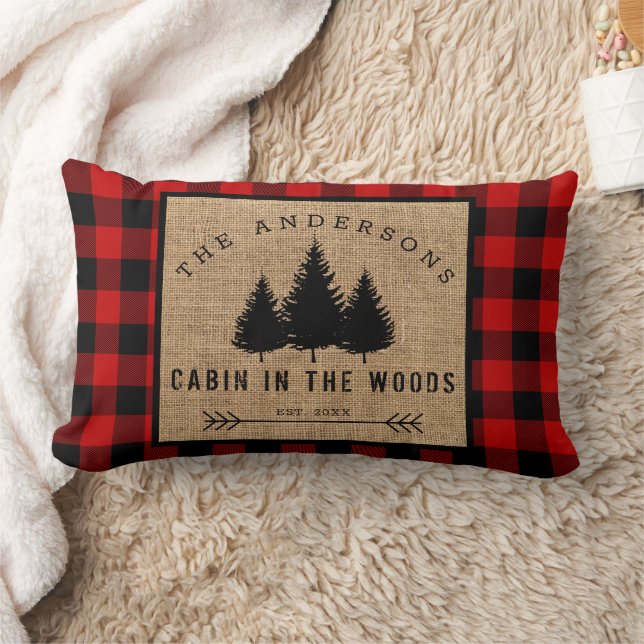 Coussin Rectangle Rustic Country Family Nom Cabin dans les Woods (Couverture)
