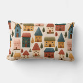 Coussin Rectangle Rustic Festive Christmas Houses Seamless Pattern (Recto)