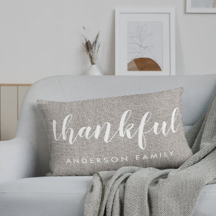Coussin Rectangle Rustic Grey Automne Merci Nom de famille