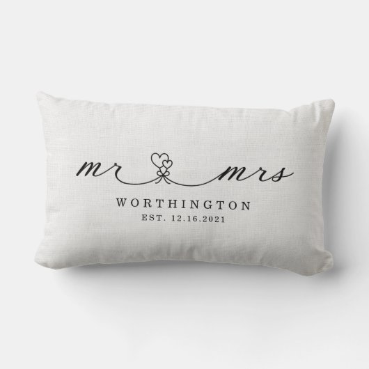 Coussin Rectangle Rustic M. et Mme Newlyted Mariage Gift (Verso)