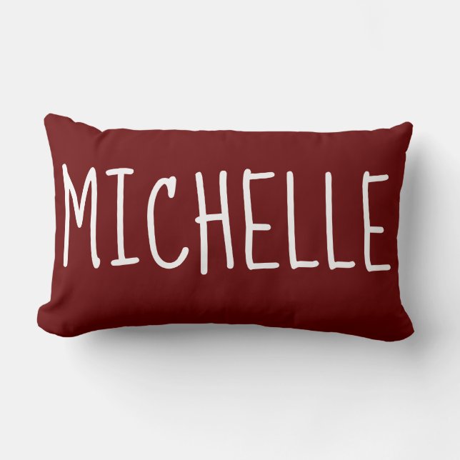 Coussin Rectangle Rustic Modern Chic Bourgogne Ajouter Nom (Recto)
